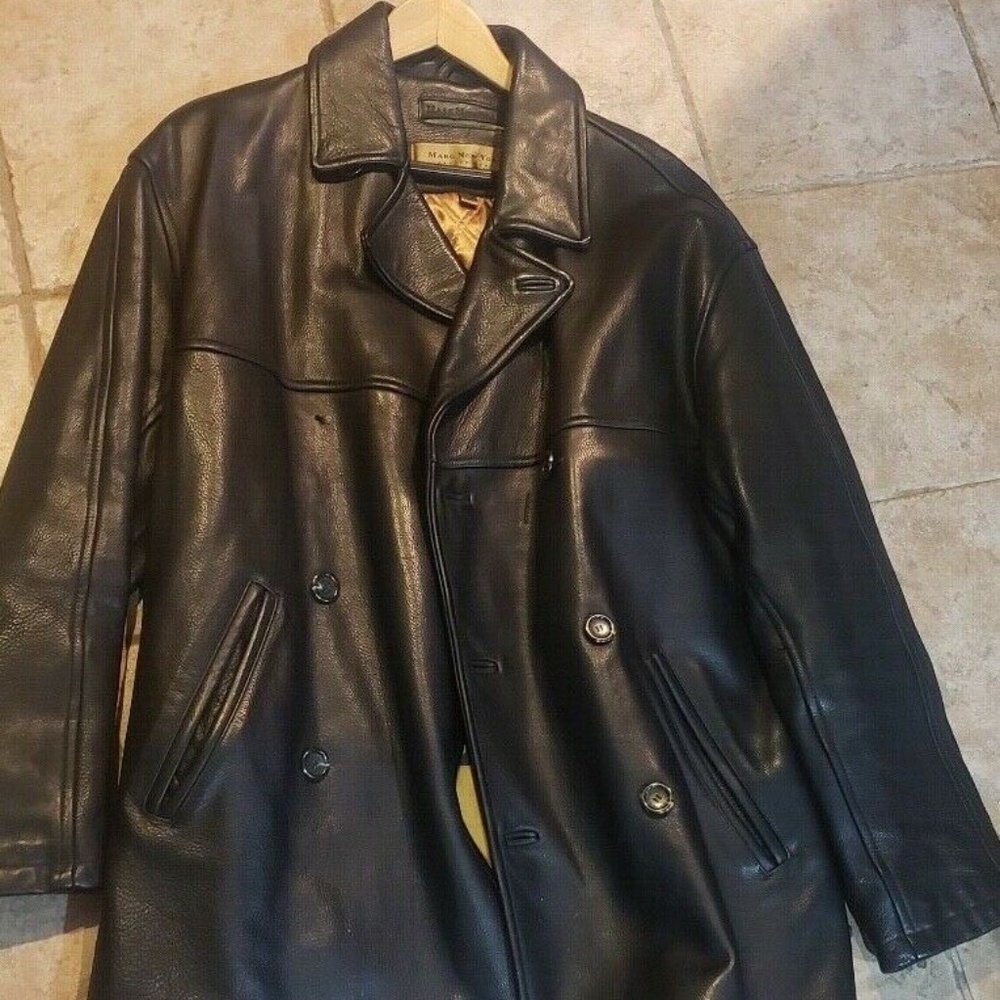 MARC New York Mens Genuine Leather Peacoat